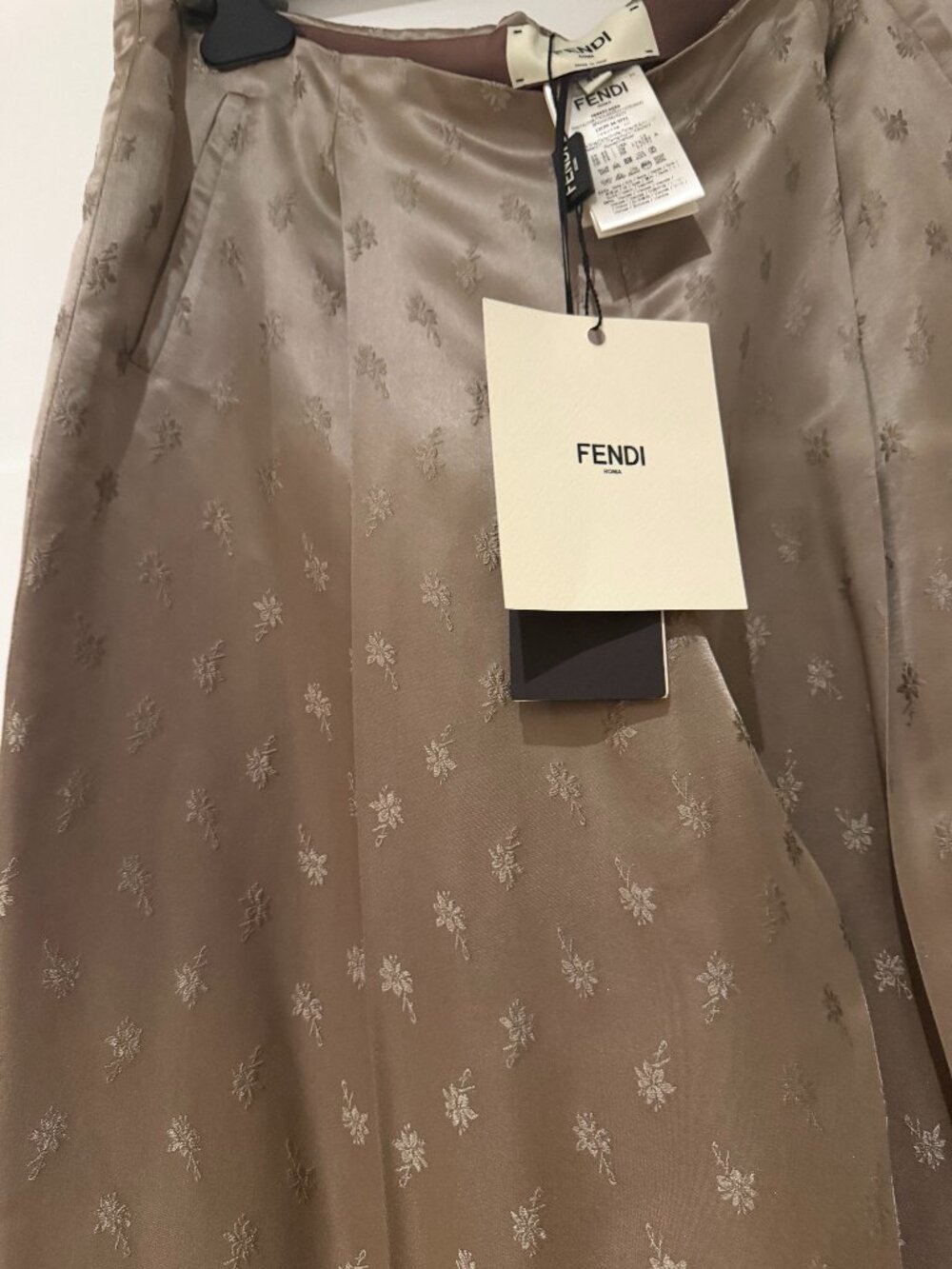 Fendi Silk Blend Monogram Wide Leg Trousers IT 46 BNWT